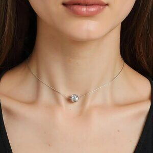 Tulle Textured Orb Necklace - Mercury